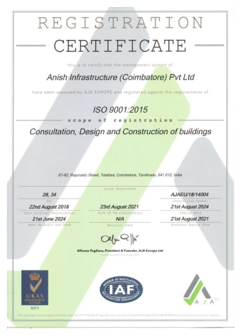 SYSTEM - ISO 9001:2015 Certificate - Anish Infrastructure